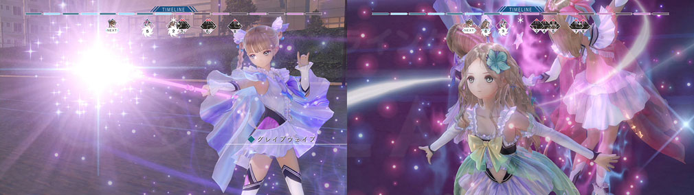 BLUE REFLECTION(ブルーリフレクション) 幻に舞う少女の剣 PC　夕月、来夢のバトルシーンスクリーンショット