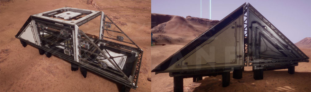 Memories of Mars(メモリースオブマーズ) PC　部品三角形の傾斜、四角い傾斜、三角形の壁の部分を組み合わせた事例