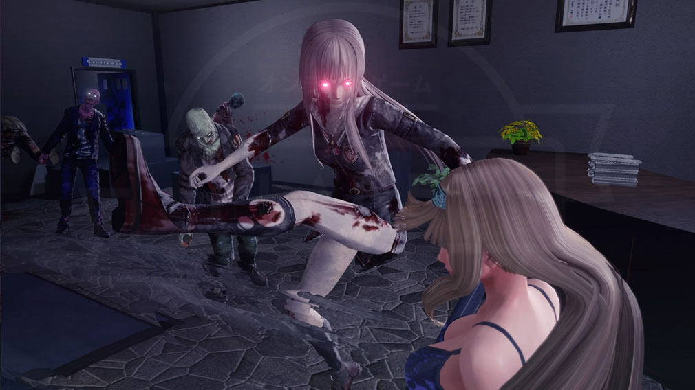 スクールガールゾンビハンター (SG/ZH School Girl/Zombie Hunter) PC　強敵となる『金崎レイ』のコピーゾンビと対峙するスクリーンショット