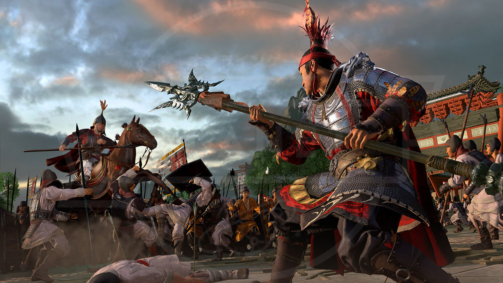 Total War: THREE KINGDOMS (Win PC)　呂布による一撃で落馬した夏侯惇の一騎打ちバトルスクリーンショット