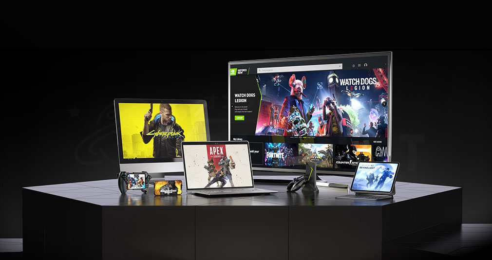 GeForce NOW（ジーフォースナウ）　色々なデバイス、プレイ環境で遊べる紹介イメージ
