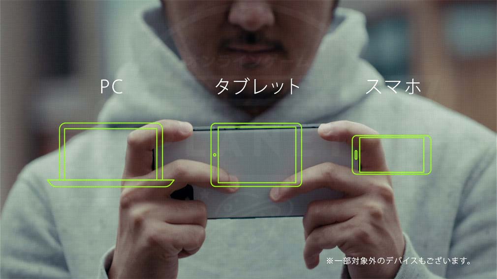 GeForce NOW(ジーフォースナウ) Powered by SoftBank　デバイスの種類を問わない紹介イメージ