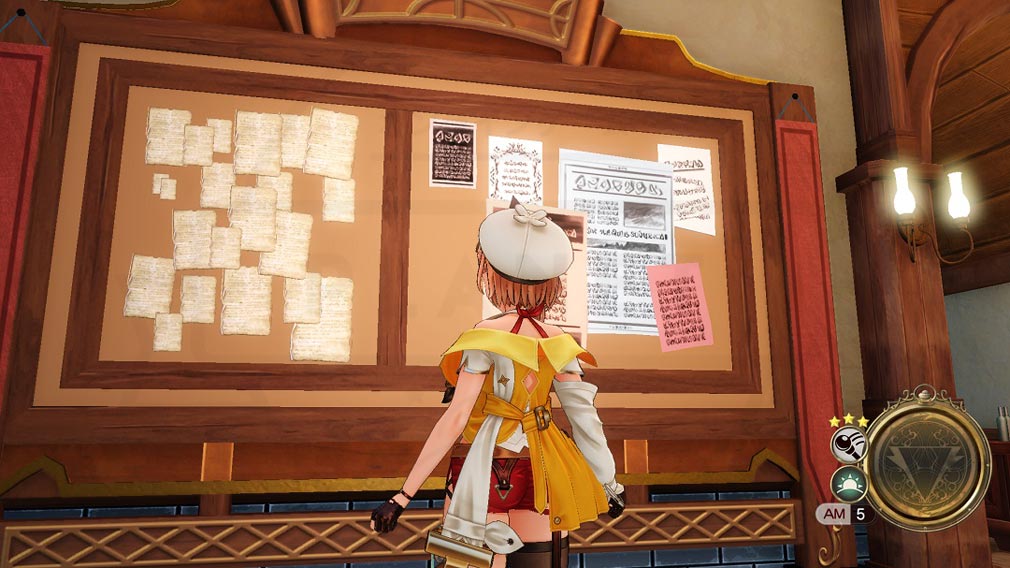 ライザのアトリエ2 失われた伝承と秘密の妖精　カフェの掲示板で『依頼』を確認できるスクリーンショット