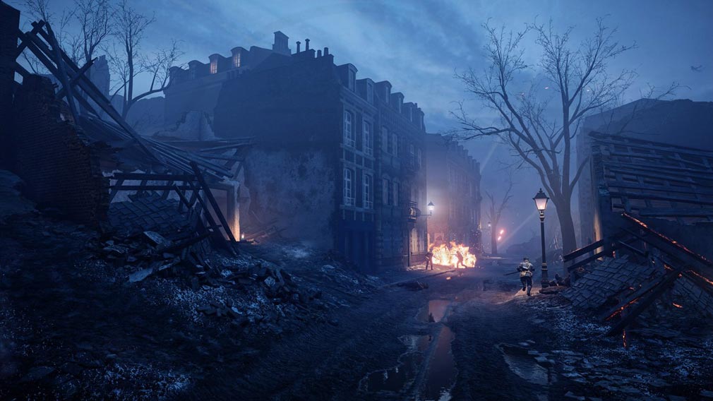 バトルフィールド1(Battlefield1)　日に日に冷え込みを増す『PRIZE DE TAHURE(プリーズ・ド・タウール)』の市街夜間マップスクリーンショット