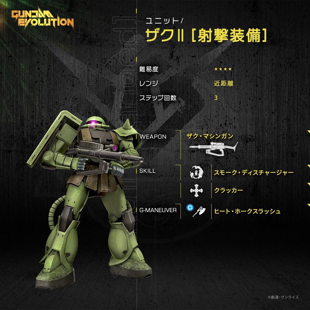 GUNDAM EVOLUTION（GUNEVO）ガンダムエボリューション（ガンエボ）　ユニットキャラクター『ザクII [射撃装備] 』紹介イメージ