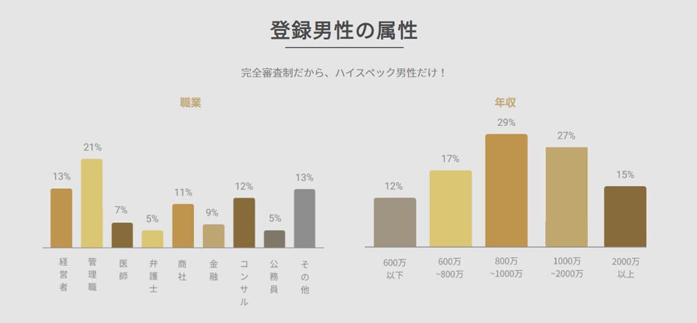 バチェラーデート　登録男性属性紹介イメージ