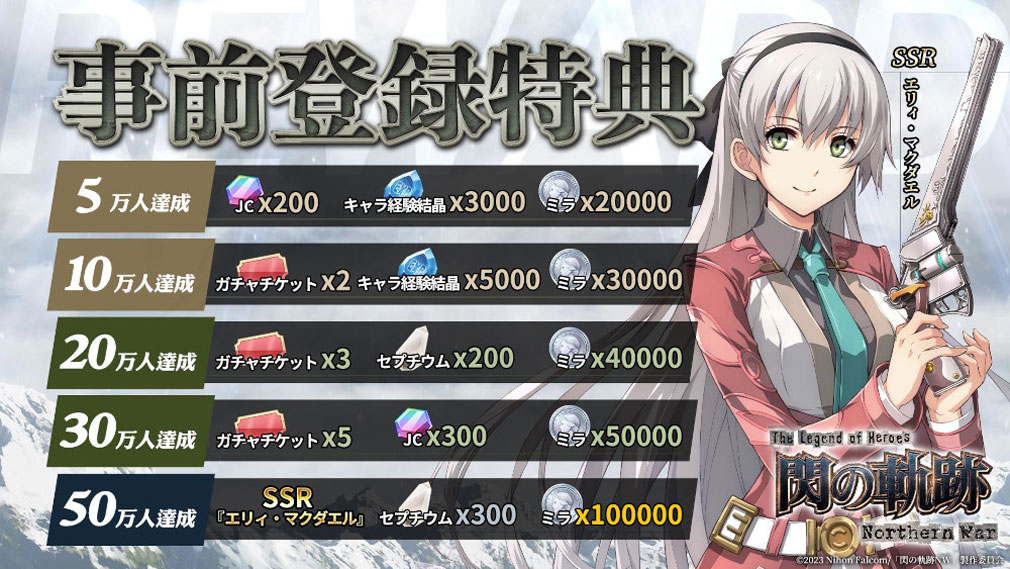 英雄伝説 閃の軌跡 Northern War（閃NWゲーム）　事前登録特典紹介イメージ