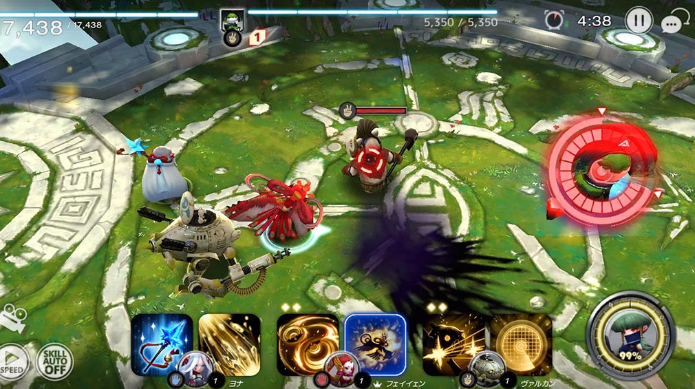 D6運命の六騎士（うんろく）　強力なスキルの前触れの赤いサークルが表示されているスクリーンショット