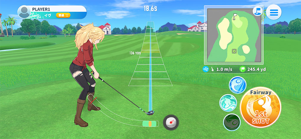 BIRDIE WING -Golf Girls' Story- Golf Venus（バディゴルGV）　TVアニメのキャラを操作してゴルフするスクリーンショット