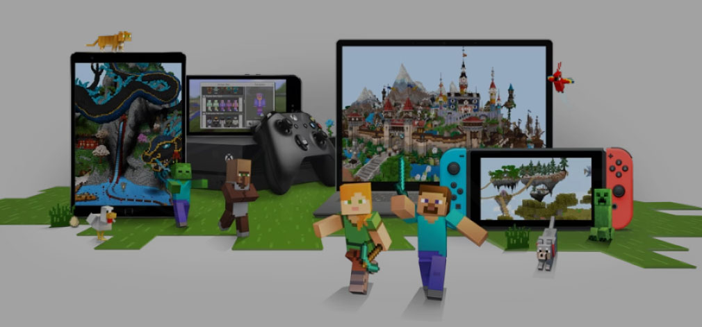 Minecraft（マインクラフト）マイクラ　色々なデバイスで遊べる紹介イメージ