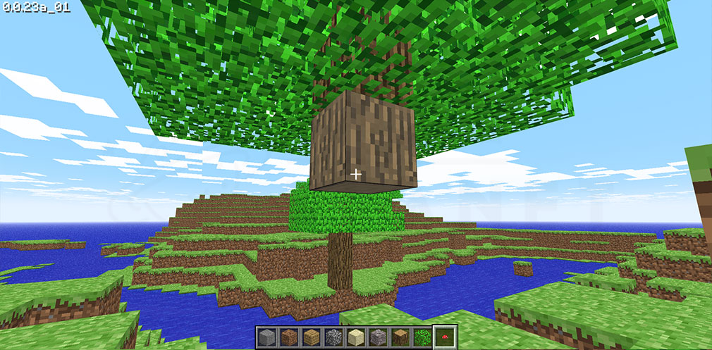 Minecraft Classic（マインクラフトクラシック）　木を切って資材を集めるスクリーンショット