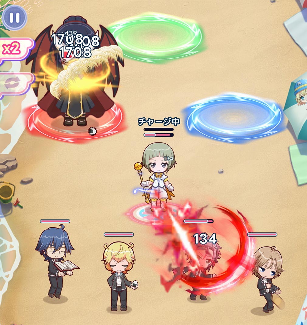 美男高校地球防衛部ラブマッチョ　バトルでは可愛く登場するデフォルメキャラスクリーンショット