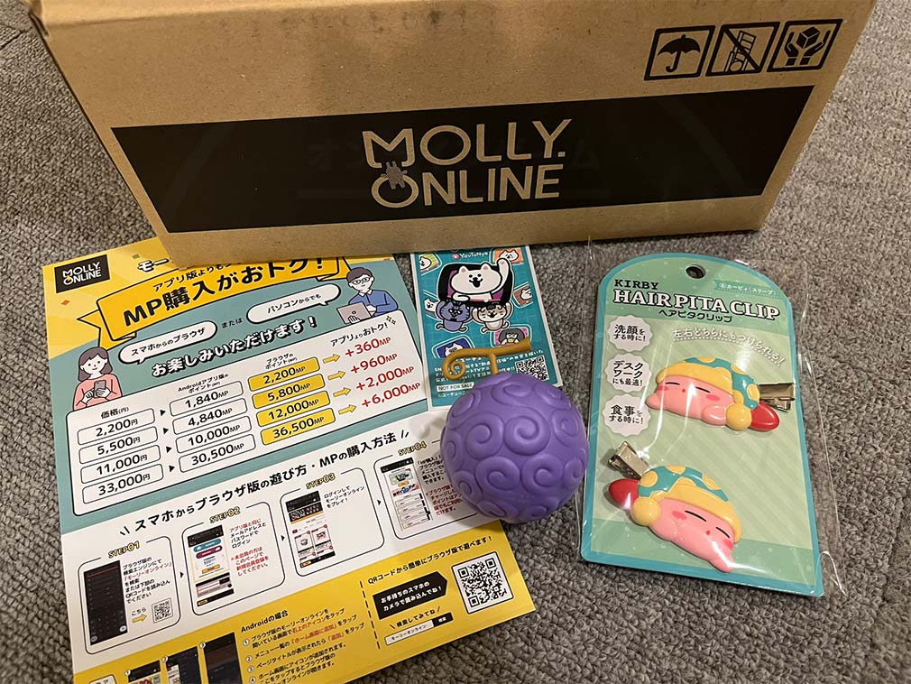 モーリーオンライン（MOLLY. ONLINE）　手元に届いたプライズ写真