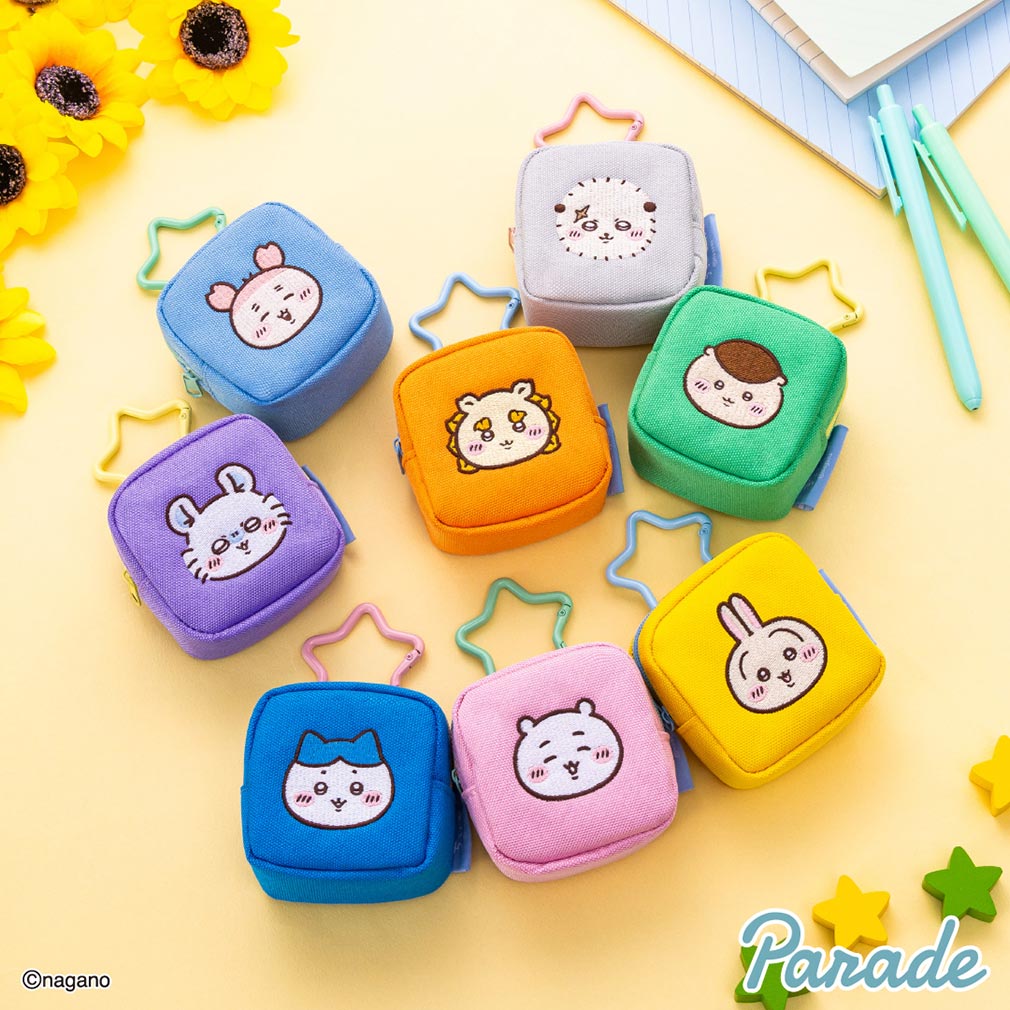 2025年9月登場プライズ「ちいかわ カラビナつき刺繍スクエアミニポーチ」紹介イメージ