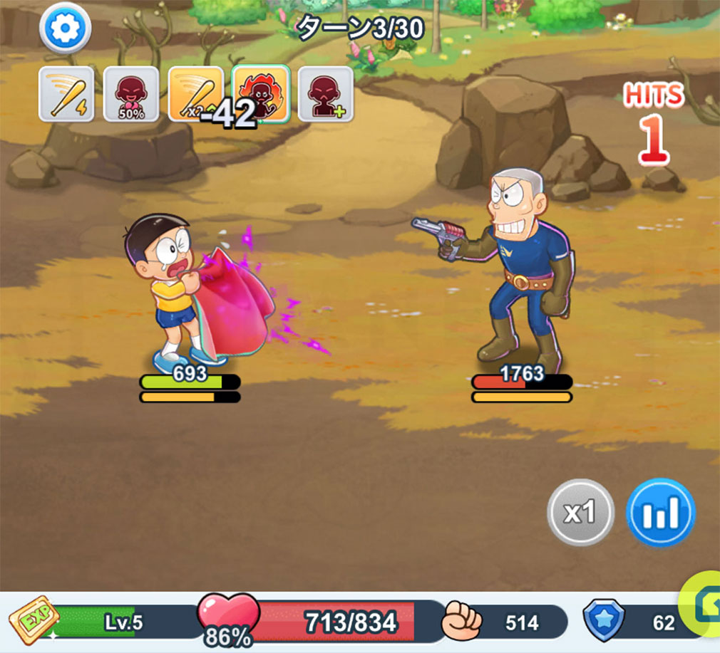 ドラえもん コミックトラベラー（コミトラ）　エモ可愛いバトルスクリーンショット