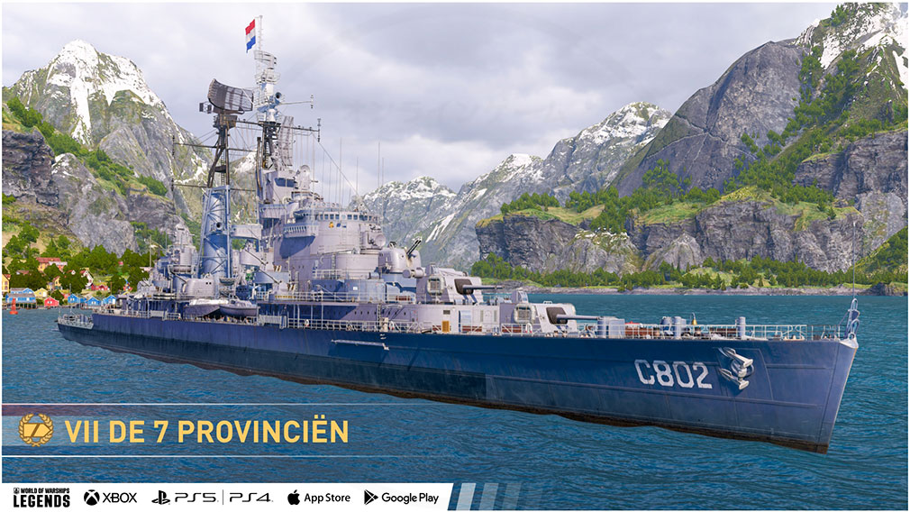 World of Warships Legends/ワールドオブウォーシップスレジェンズ（WoWsL）　プレミアム巡洋艦『De Zeven Provinciën』スクリーンショット