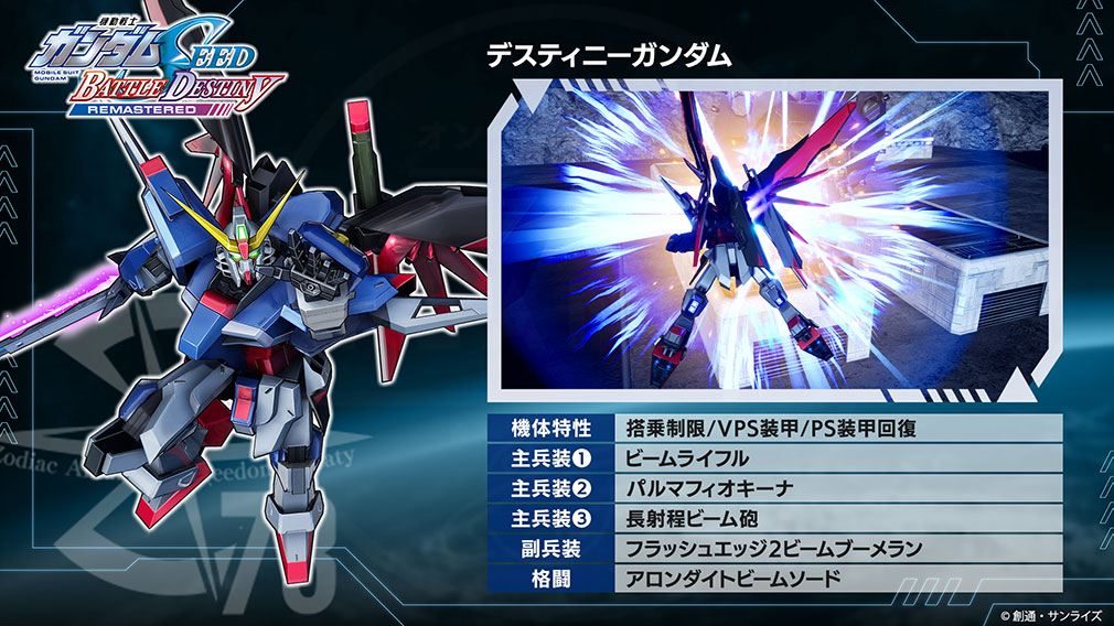 機動戦士ガンダムSEED BATTLE DESTINY REMASTERED（バトデス）　参戦機体『デスティニーガンダム』紹介イメージ