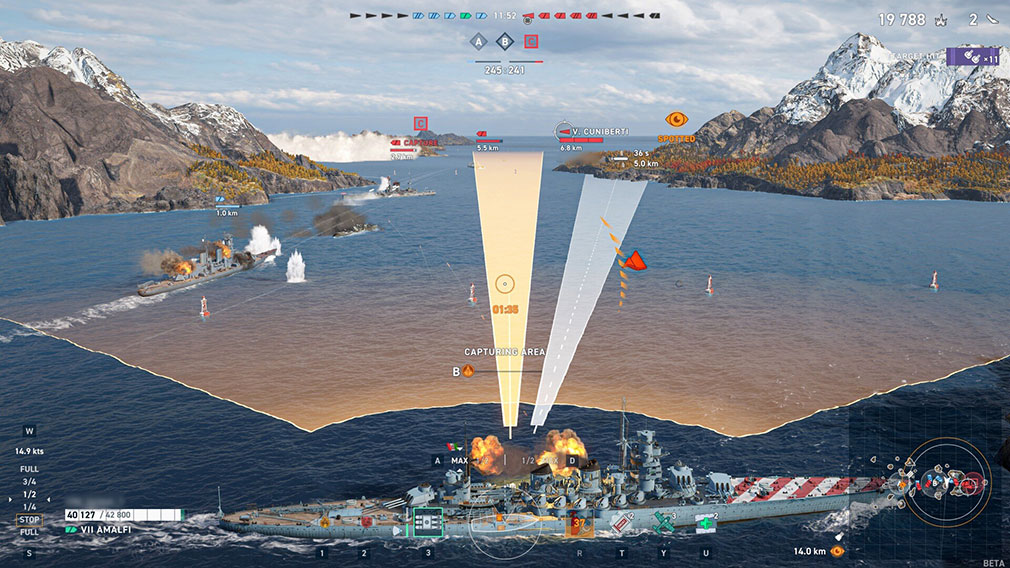 World of Warships Legends/ワールドオブウォーシップスレジェンズ（WoWsL）　艦隊から砲撃するスクリーンショット