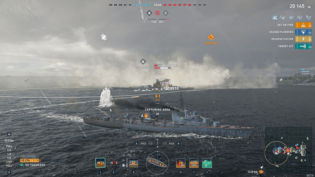 World of Warships Legends/ワールドオブウォーシップスレジェンズ（WoWsL）　悪天候の中で行われる海上バトルスクリーンショット