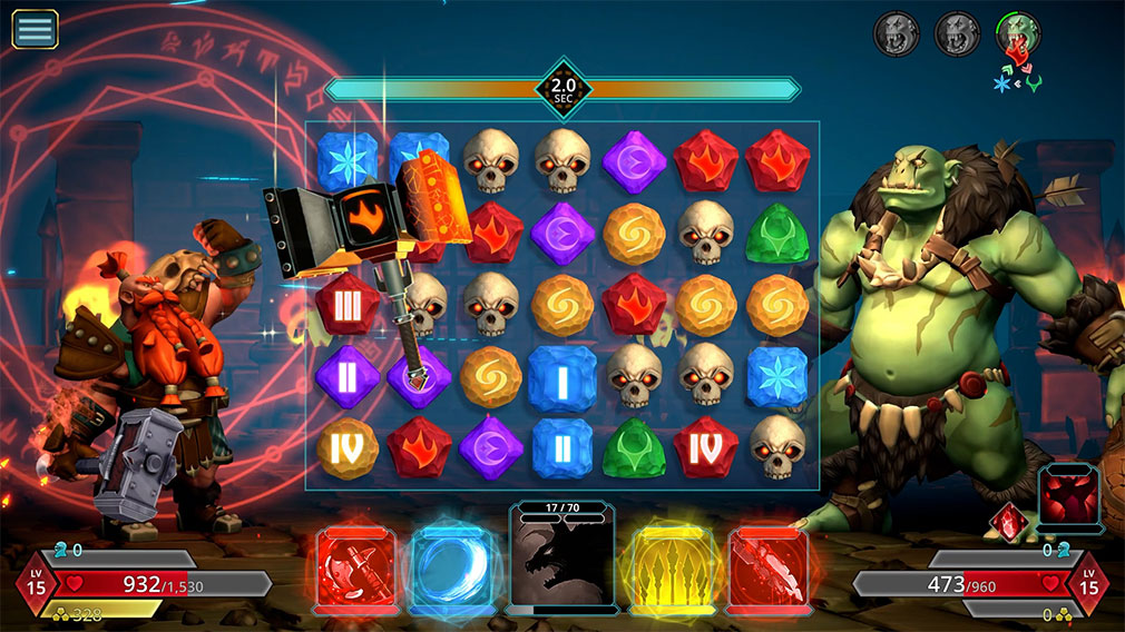 アクションパズルの例「PUZZLE QUEST3（パズルクエスト3）」ゲーム画面スクリーンショット