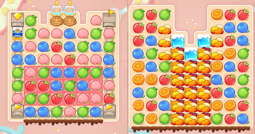 マッチ3パズルの例「ペコポップ：マッチ3パズル」ゲーム画面スクリーンショット