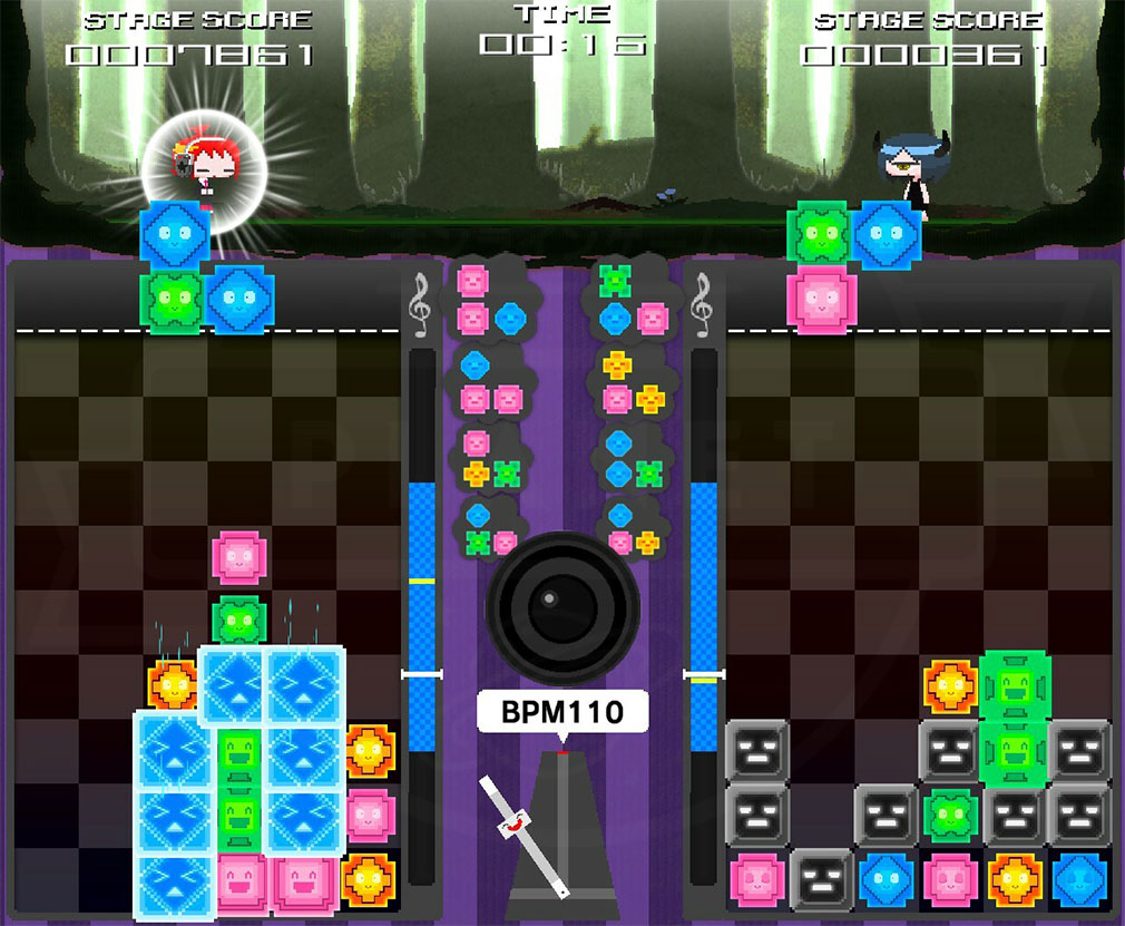 落ち物パズルの例「MAGICAL BEAT」ゲーム画面スクリーンショット