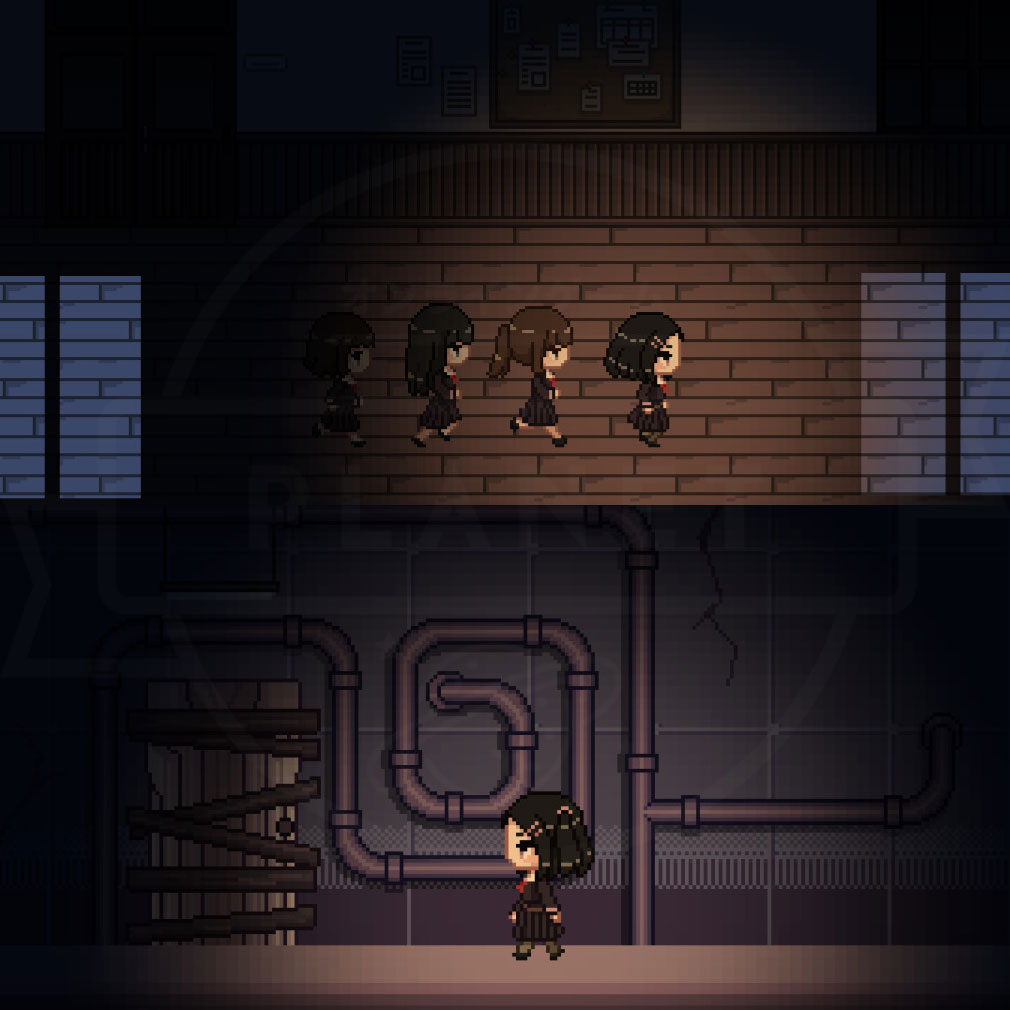 Project Kat Paper Lily Prologue（プロジェクトキャット ペーパーリリー）　女子高校生が校内で探索するスクリーンショット