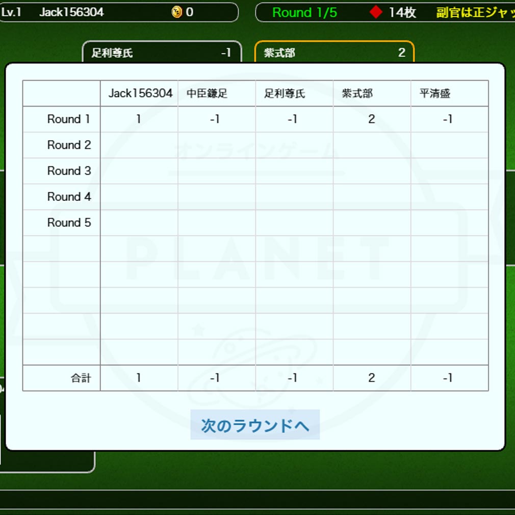ナポレオン　結果のスコアスクリーンショット