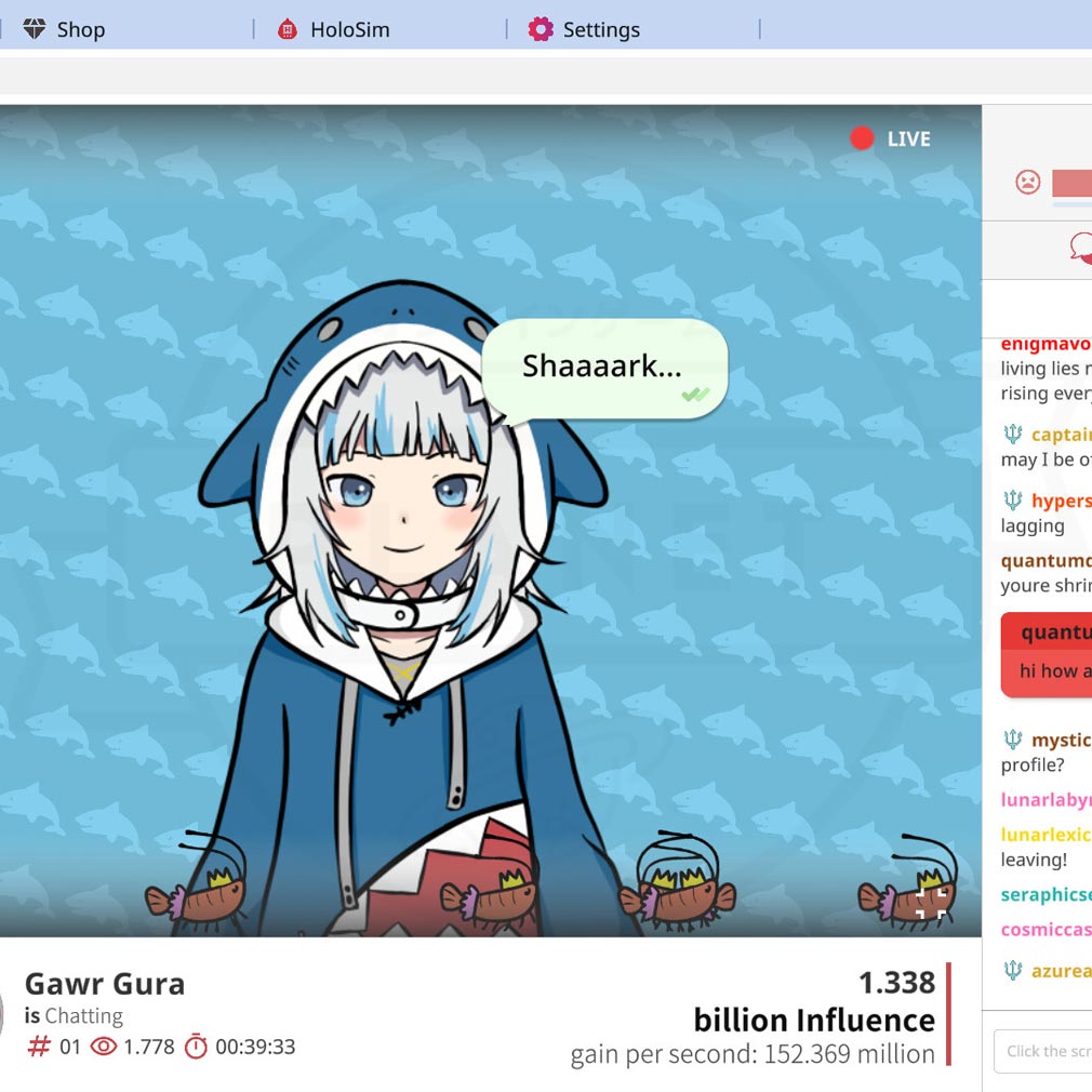 Holoidle 『がうる・ぐら』の配信をサポートするスクリーンショット