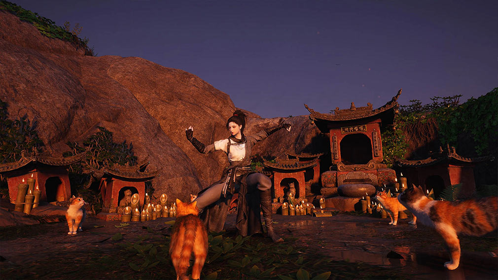 風燕伝Where Winds Meet 猫たちと戯れるスクリーンショット