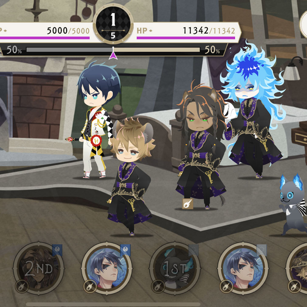 ディズニー ツイステッドワンダーランド(ツイステ) 問題児だらけの『ヴィランズ』と協力してバトルするスクリーンショット