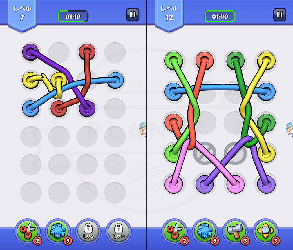 くるくるロープ　制限時間内にロープをほどいていくプレイスクリーンショット