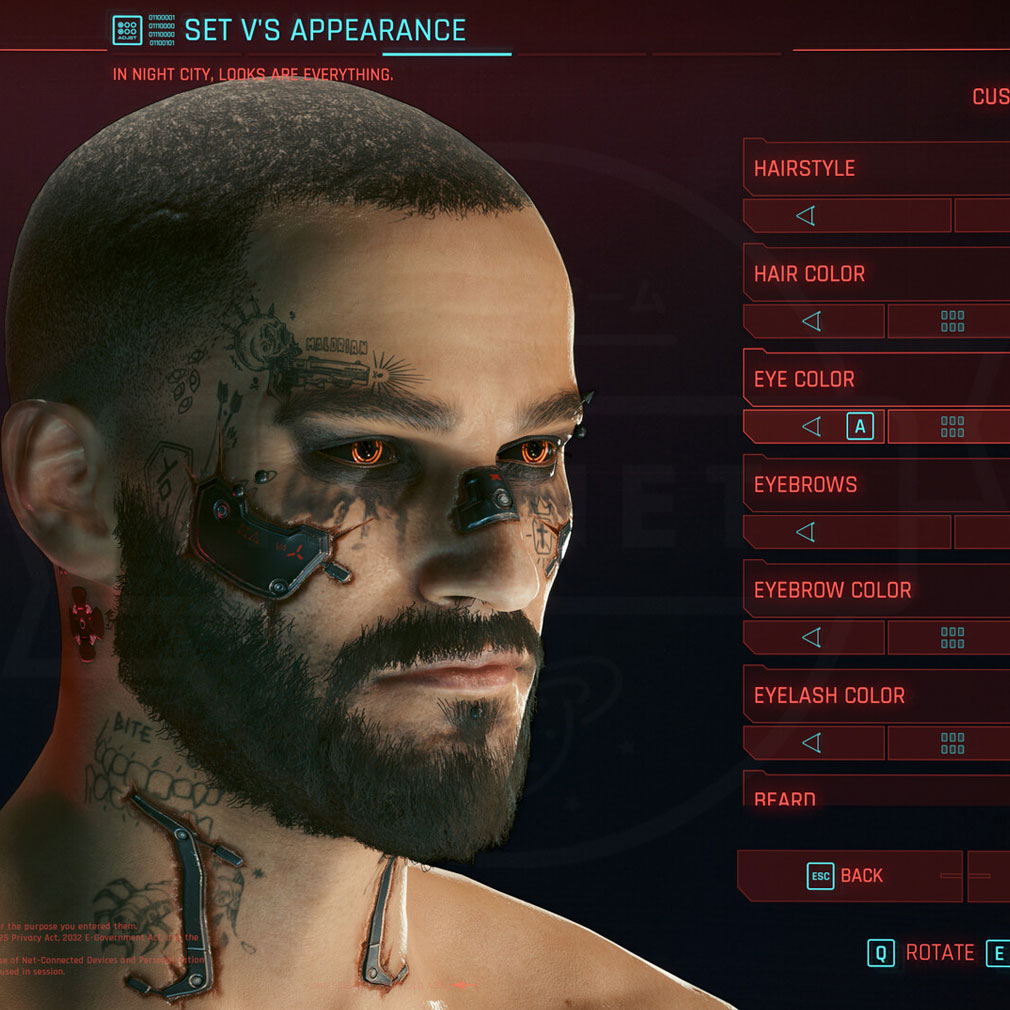 Cyberpunk 2077(サイバーパンク2077) キャラクターカスタマイズスクリーンショット