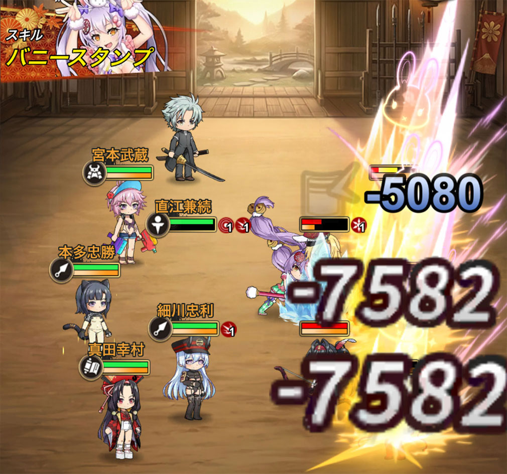 百花繚乱 剣姫クロニクル　SD（スーパーデフォルメ）キャラのわちゃわちゃバトルスクリーンショット