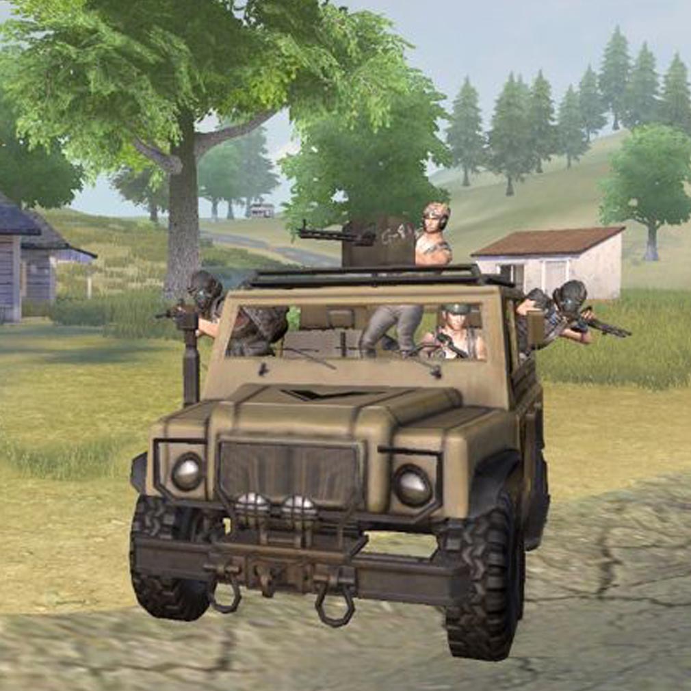 荒野行動 Knives Out　乗り物にみんなで乗ってバトルするスクリーンショット