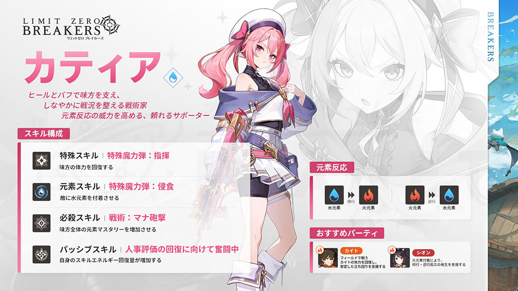 リミットゼロ ブレイカーズ(LIMIT ZERO BREAKERS) キャラクター『カティア』紹介イメージ