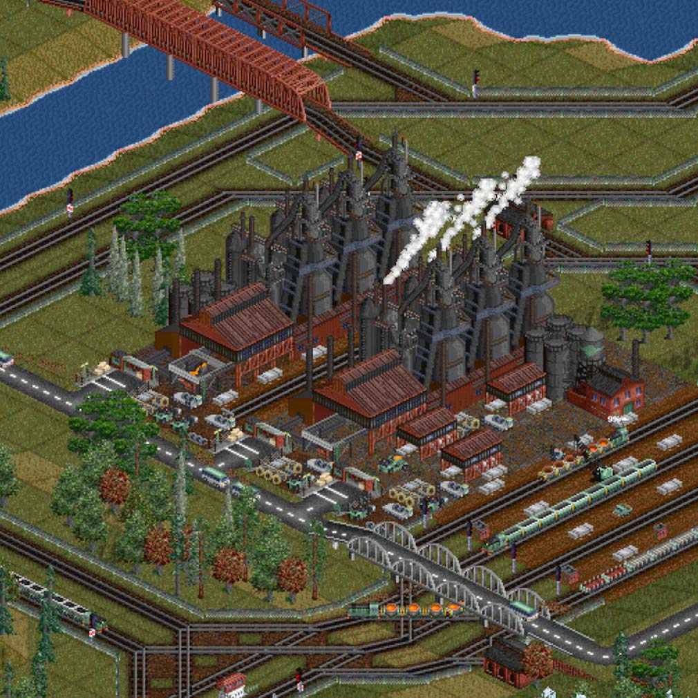 OpenTTD　産業と都市を結びつけるスクリーンショット