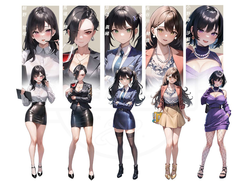 総裁の野望 美女養成計画　ゲーム序盤に登場する美少女社員紹介イメージ